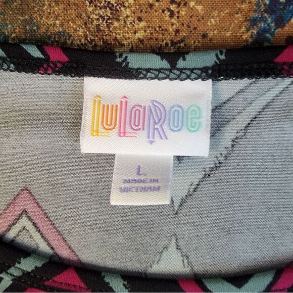 LulaRoe Irma Women's Black Short Sleeve Tunic Shirt Geometric Print Size Large - Picture 4 of 9